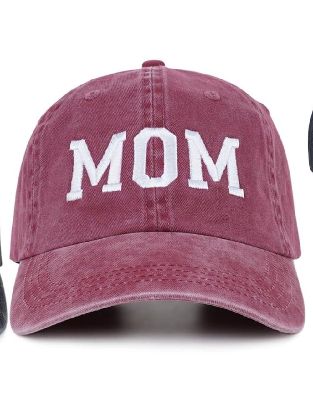 Vintage style MOM Embroidered Velour Baseball Cap Burgundy One Size